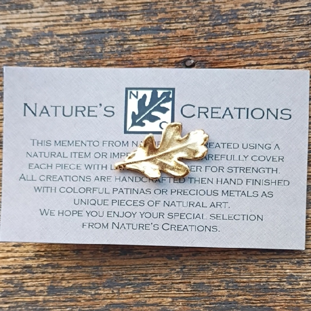Nature's Creations Gold White-Oak Leaf Pin